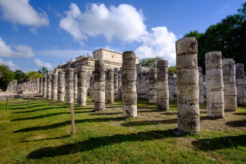 Stone Columns And Pilars In Famous Archeological Site Chichen It