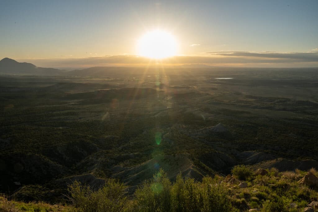 Sun Setting Over Valley Below Mesa Verde National Park